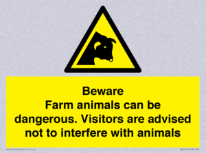 Beware Farm animals can be dangerous. Visitors are advised not to interfere with animals